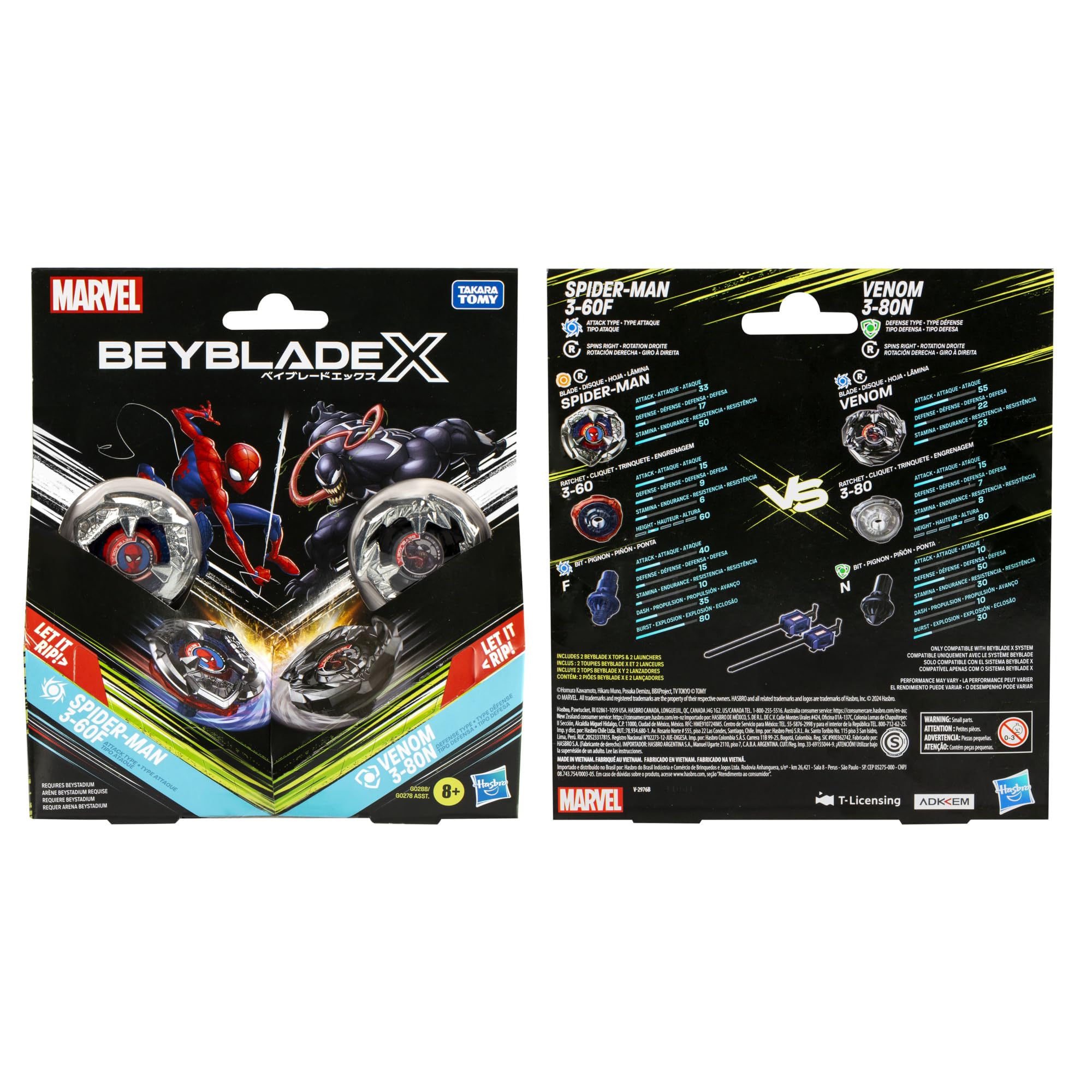 Amazon.com: Beyblade X Marvel Collab Spider-Man 3-60F vs. Venom 3