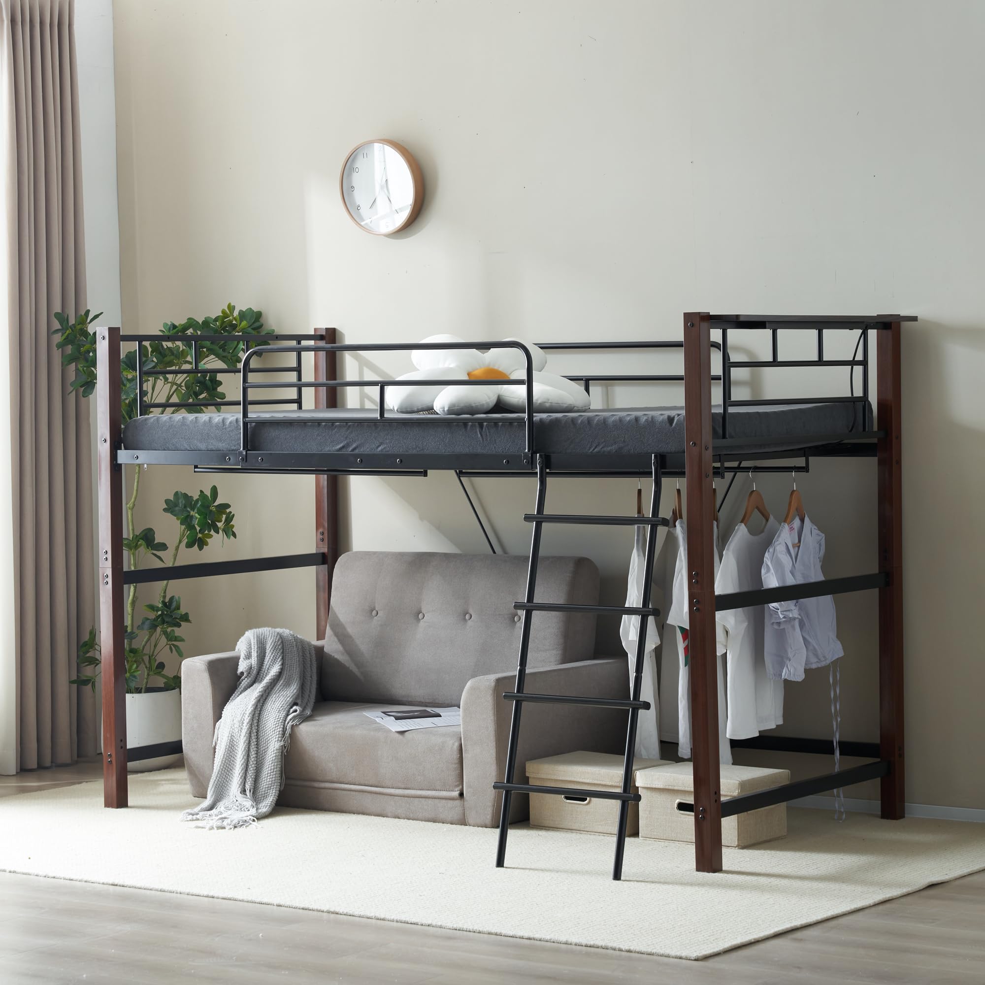 Amazon｜ロフトベッド パイプベッド シングル 耐荷重150kg 高さ140cm