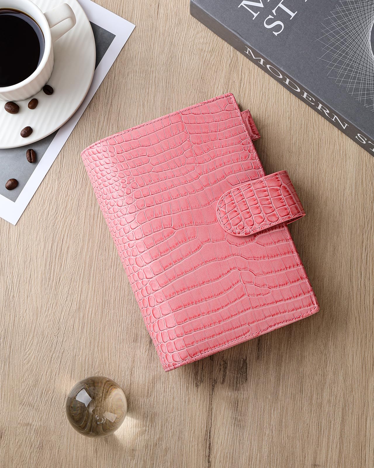 Amazon.co.jp: Smartfee システム手帳A6メモ帳 レザーポケット ワニ柄