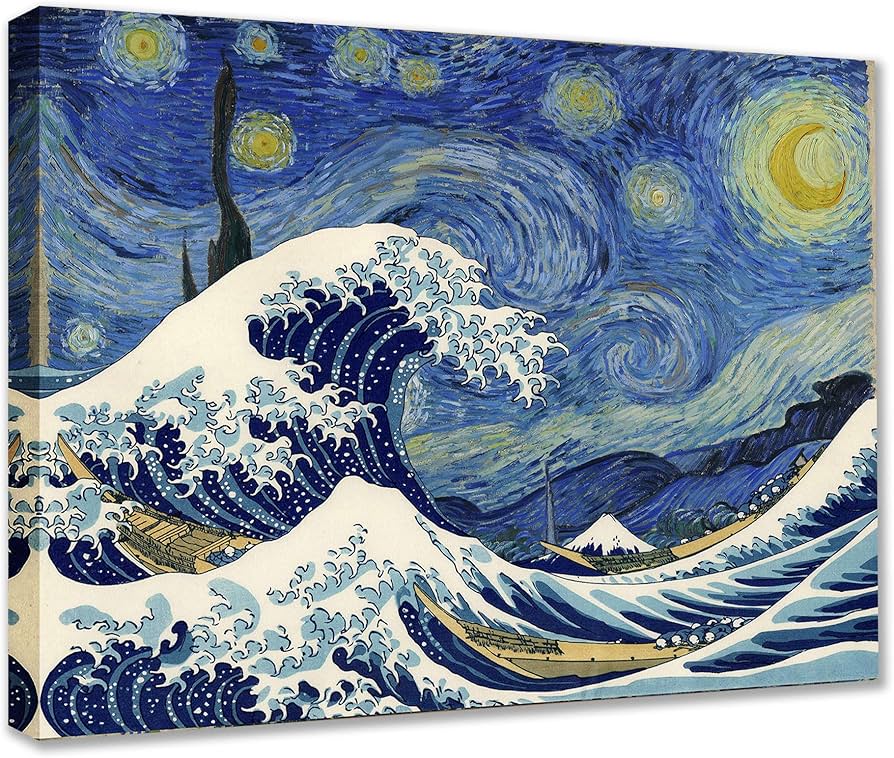 Amazon.co.jp: アートポスター ゴッホ×葛飾北斎 『神奈川沖浪裏と