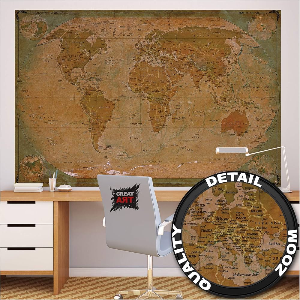 Amazon.co.jp: 昔の世界地図 ポスター XXL 壁 絵 装飾 地球