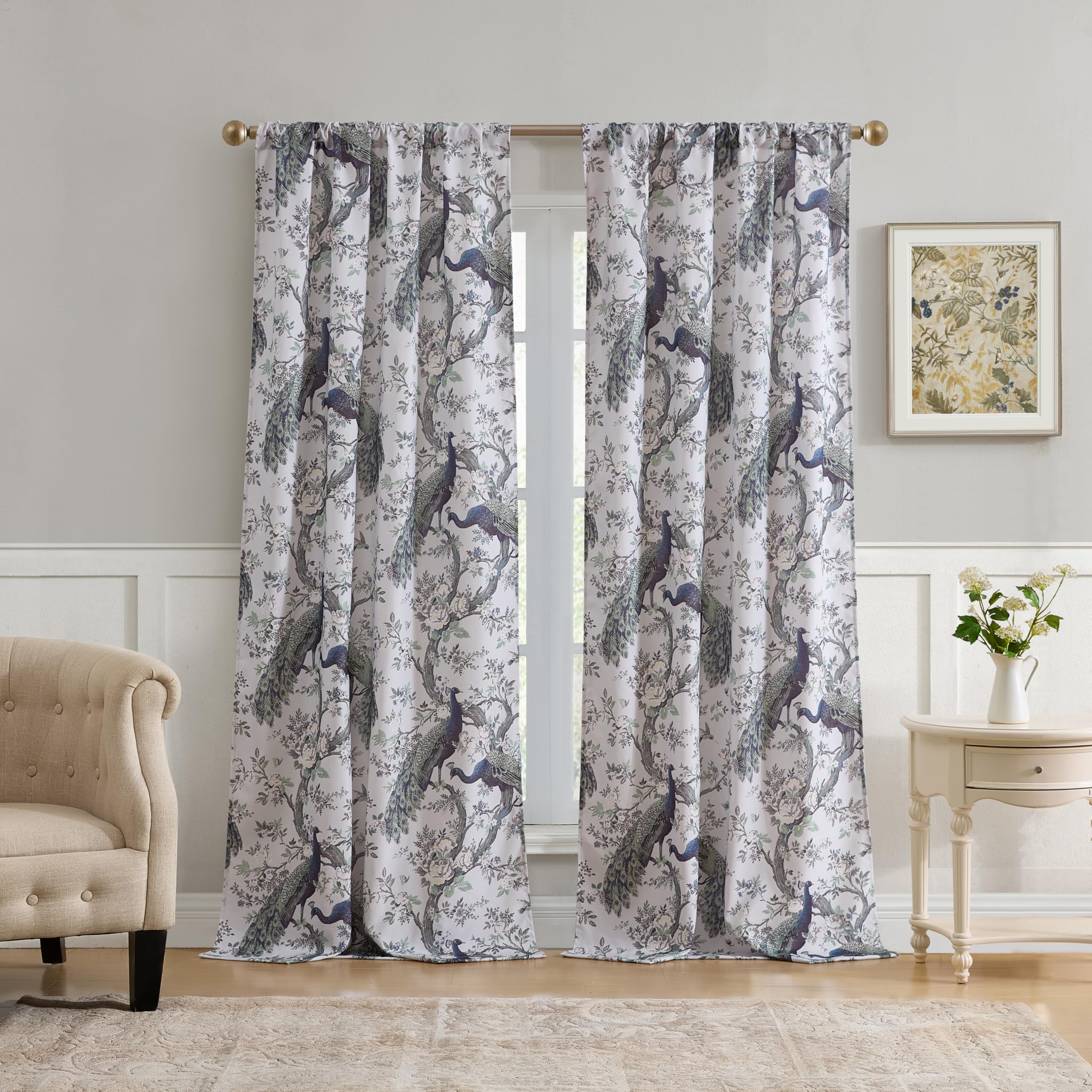 Amazon.com: Laura Ashley Belvedere Window Curtains with Rod Pocket