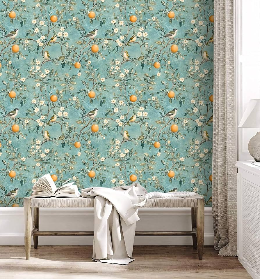 Bird Wallpaper Peel and Stick Green Wallpaper Contact Paper Self