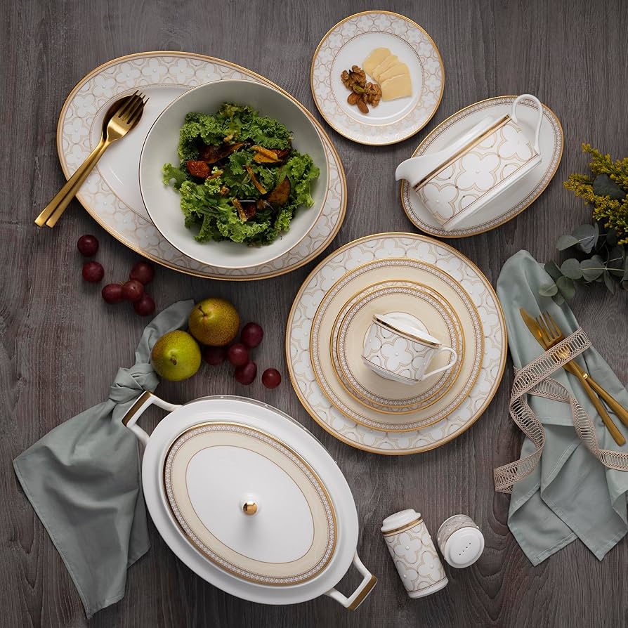 Amazon.com | Noritake Trefolio Gold 12-Piece Dinnerware Set