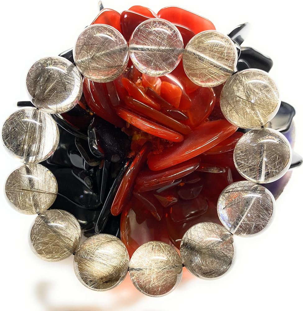 Amazon | theory xyz ルチルクォーツ ブレスレット メンズ 極上 18mm玉