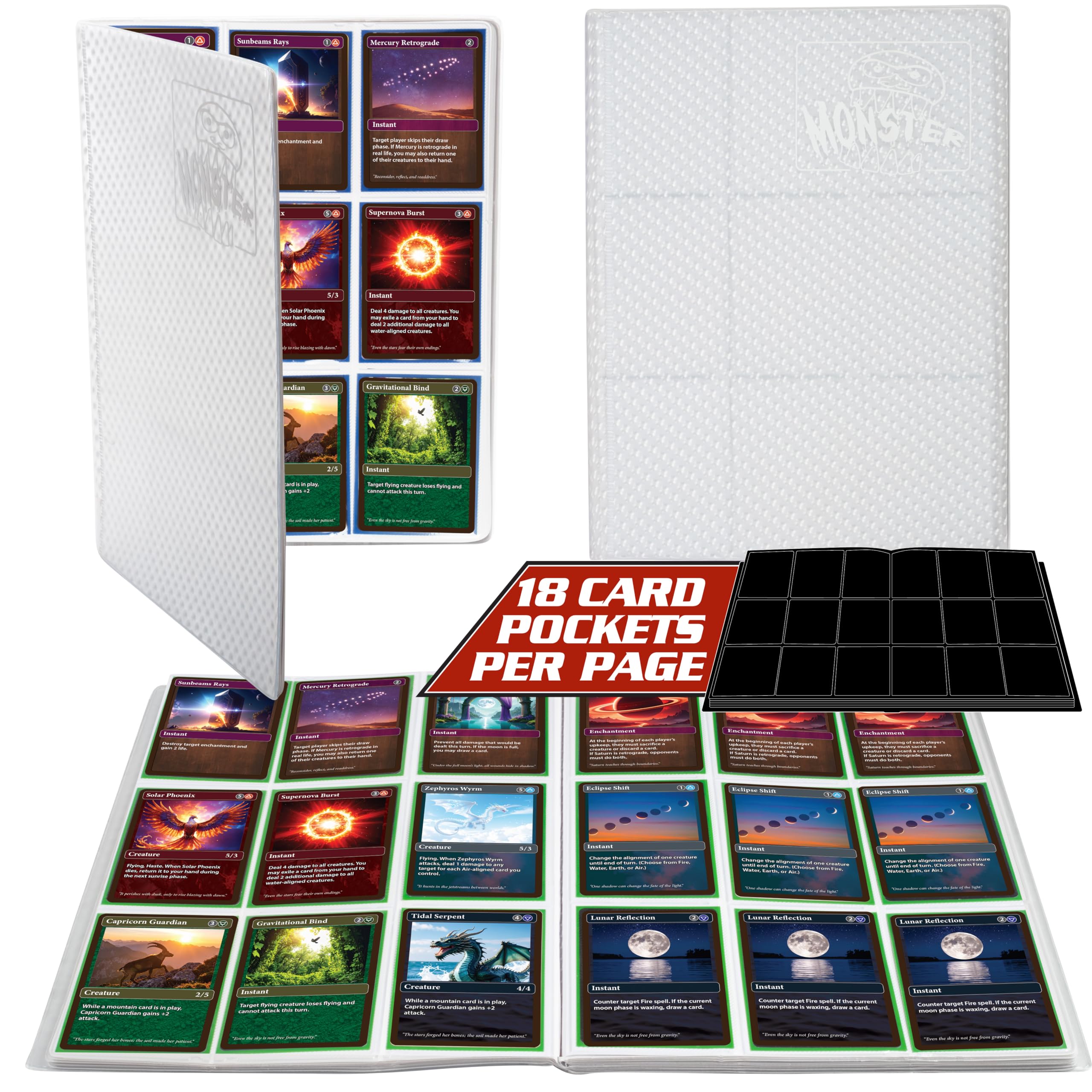 Monster Binder - 9 Pocket Trading-Card Album - Holofoil White w