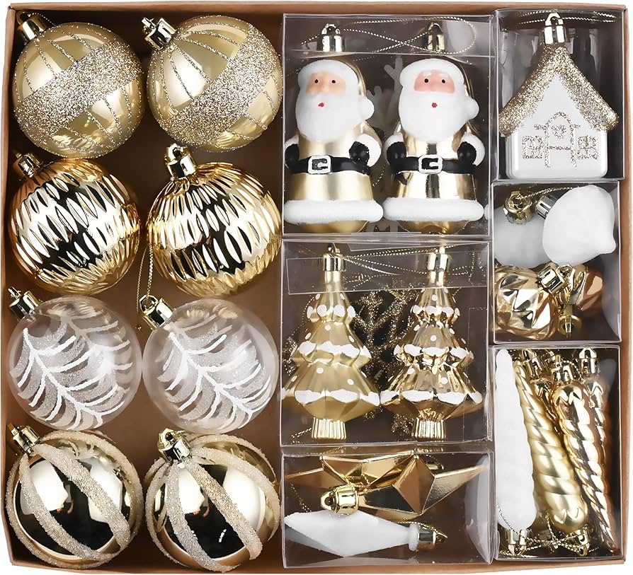 Amazon.co.jp: Valery Madelyn クリスマスツリーボールセット 40個 白