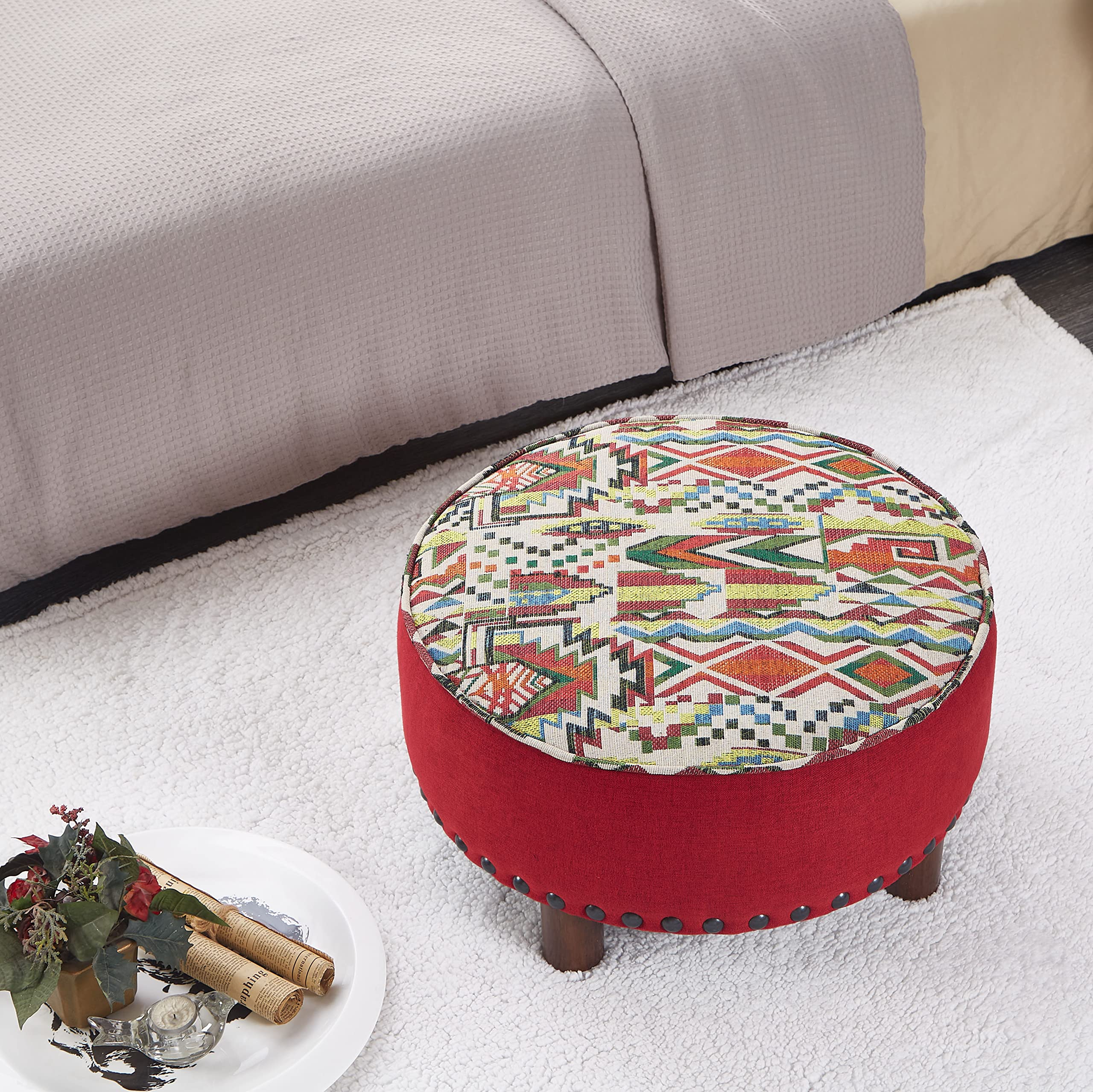 Amazon｜Ball & Cast 布張り オーバーサイズ オットマン ラウンド