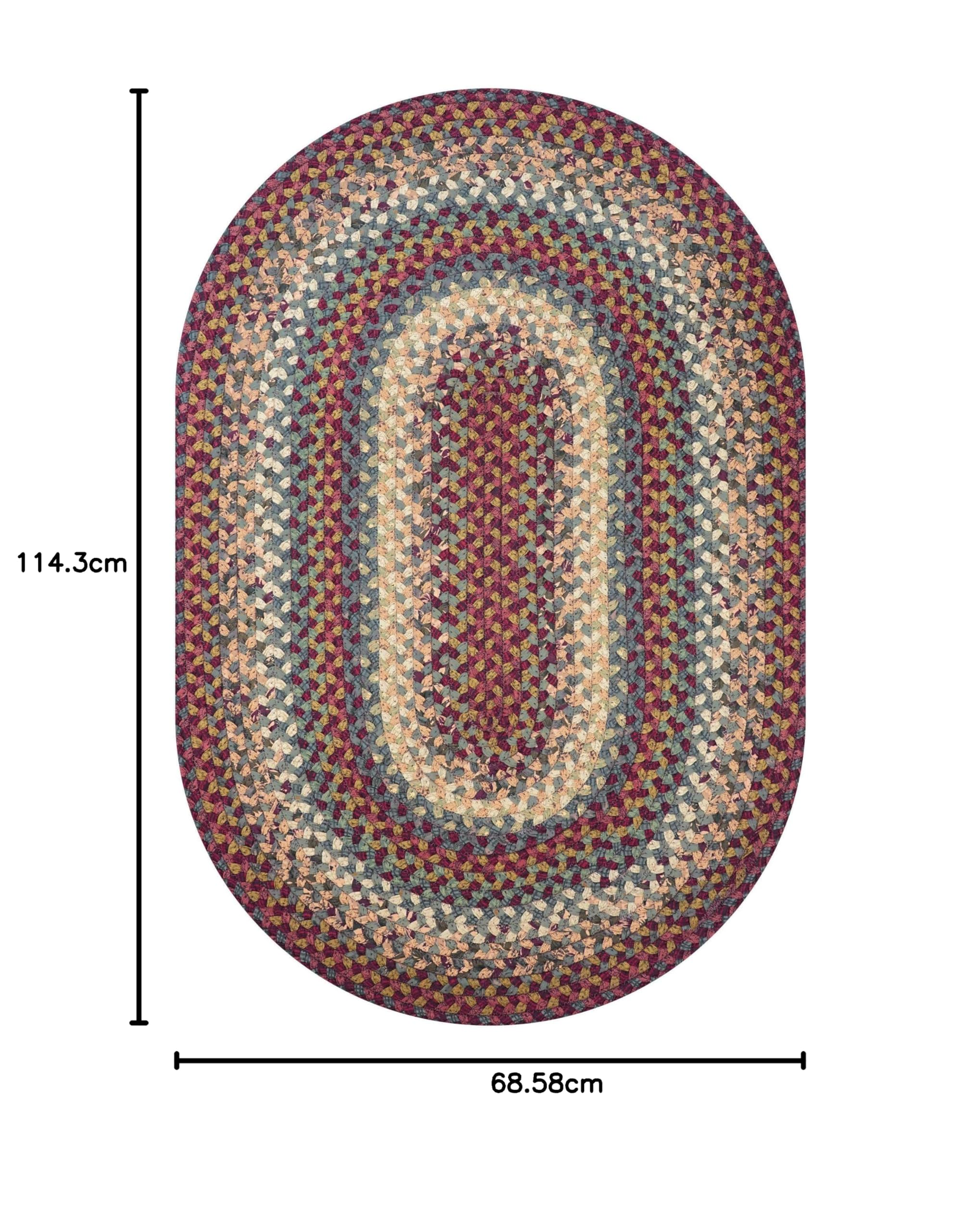 Amazon | ネバーランド マルチカラー コットン 編み込み オーバルラグ