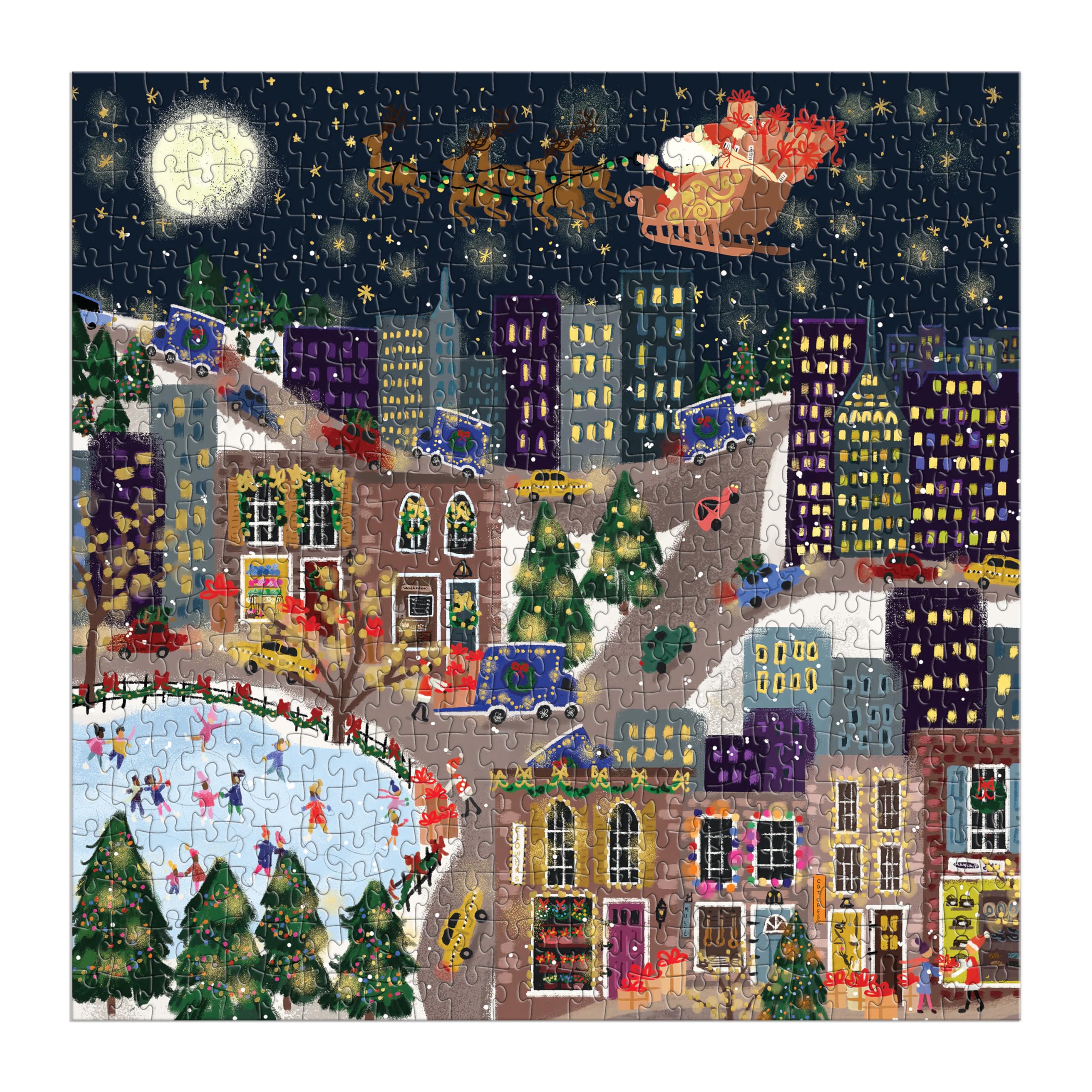Amazon.com: Galison Presentville 500 Piece Holiday Foil Puzzle