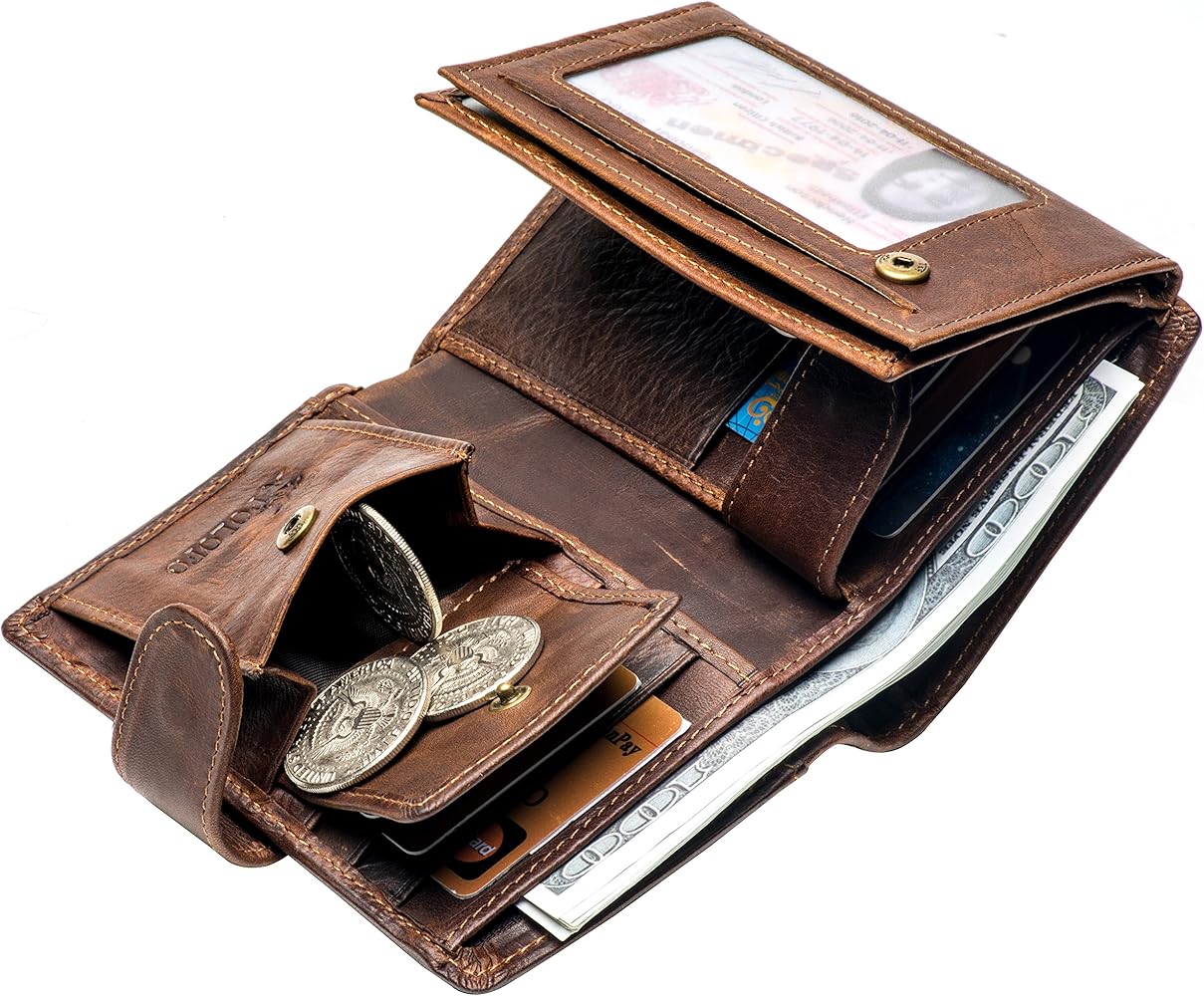 Amazon.com: POKOFO Large RFID Genuine Leather Card Holder Trifold