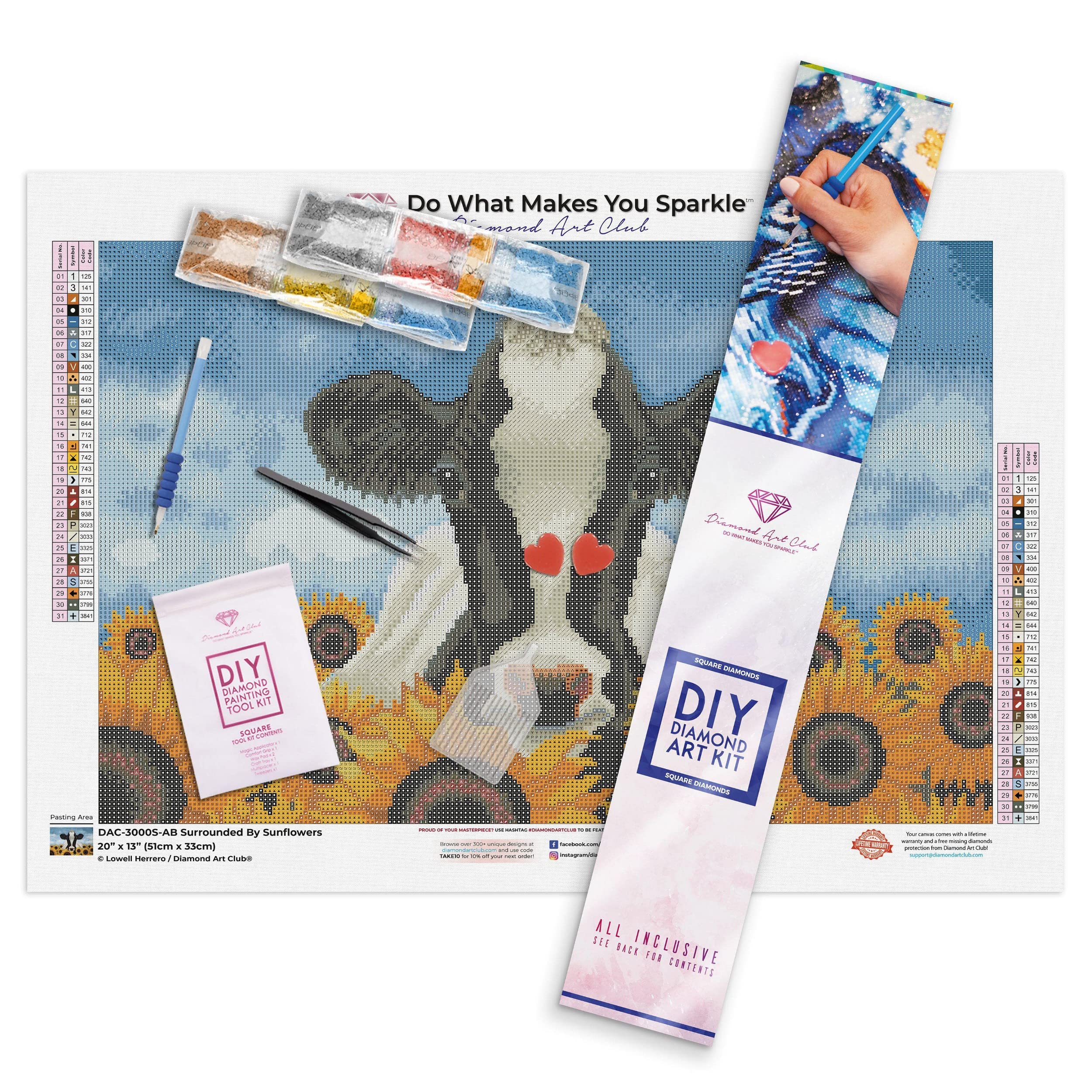 Amazon | ひまわりの正方形に囲まれたダイヤモンドアートクラブ。31色