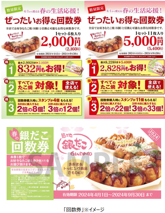 築地銀だこ「大創業祭（3/5～）」期間限定価格390円（税抜） スタンプ