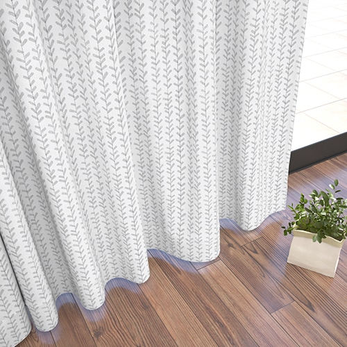 オーダー】ナチュラル 遮光1級 リーフ柄 形状記憶付 KO40104(グレー