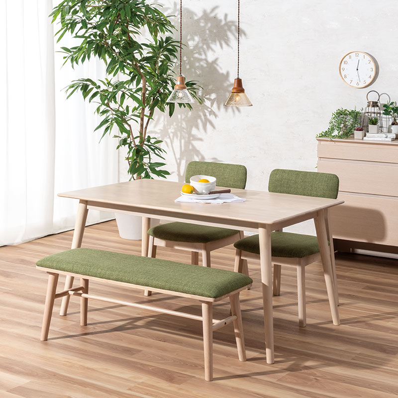 ダイニング4点セット レベッカ テーブル135DT WH + チェアDC WH/GR +