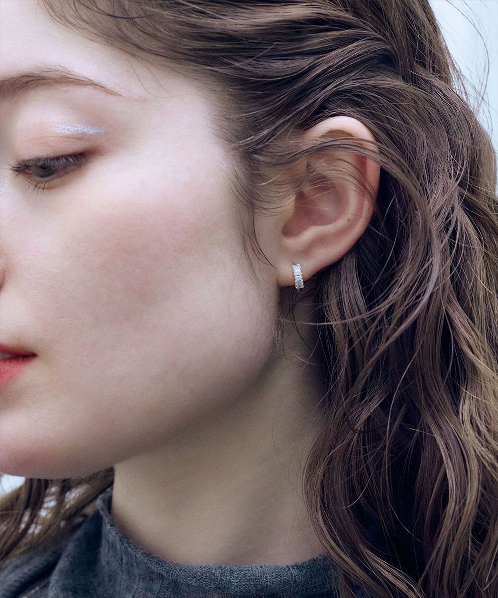 SV925〉バゲットCZフープピアス - 12Twelve Agenda(トゥエルブ