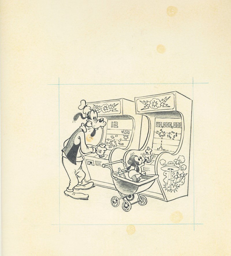 グーフィーとマックスのゲーム」の下絵原画 | ディズニーの