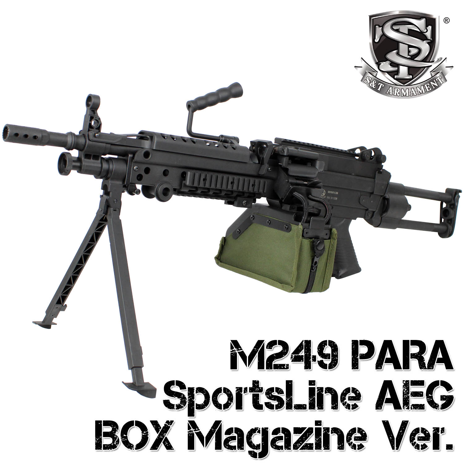 10月21日入荷】S&T M249 PARA スポーツライン電動ガン BK【BOXマガジン