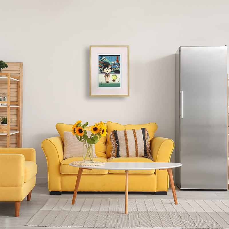 ちびまる子ちゃんとコジコジ浮世絵木版画「美人東海道の内 興津