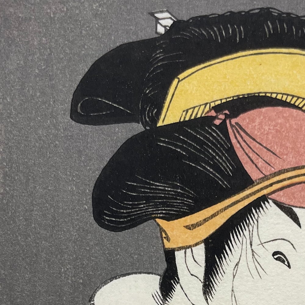 東洲斎写楽「三代目瀬川菊之丞の田辺文蔵の妻おしづ」小型・ミニ浮世絵