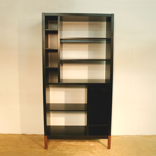 オープンシェルフ 幅85cm ホワイトオーク材 黒塗り ブラック 棚