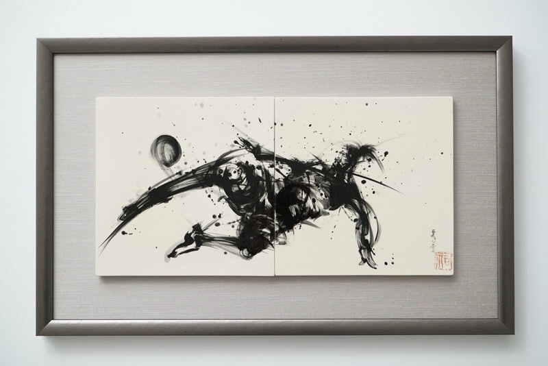 直筆陶墨画「泥身繋(でいしんけい)」 | 墨絵・陶墨画アーティスト 西元