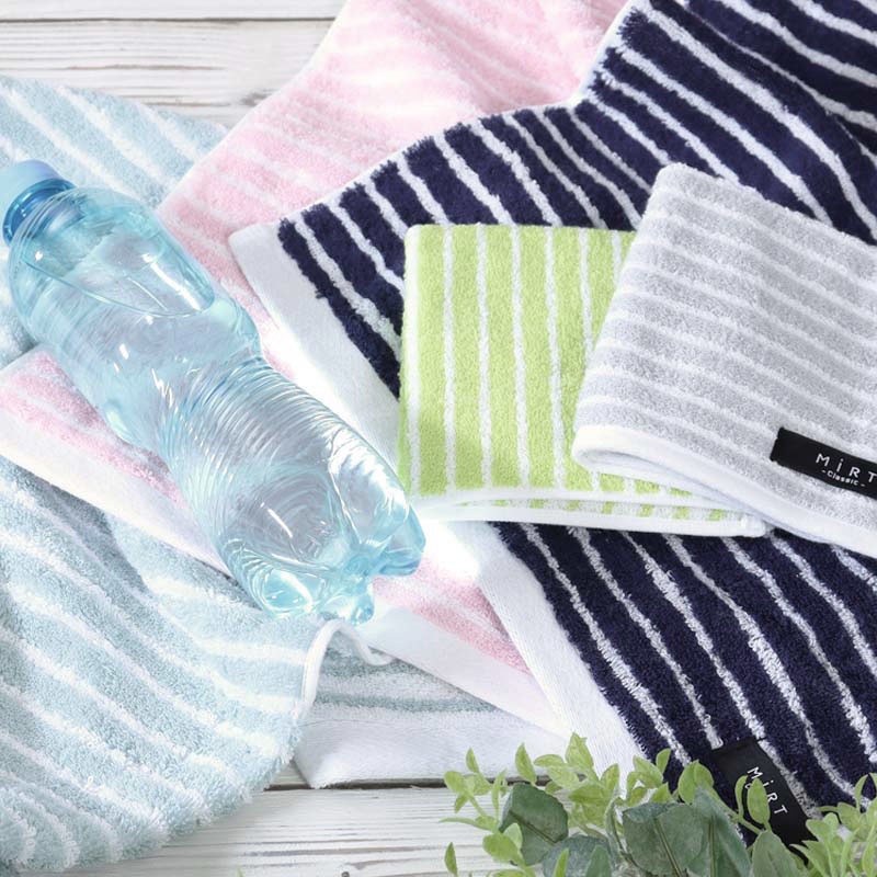 専用❤みかん＊もちふわ❤ヘアドライタオル❤モノクロりぼんボーダー☆ブルー★やや細 モウカワイターノ バスタオル｜今治の老舗タオルメーカー【ハート