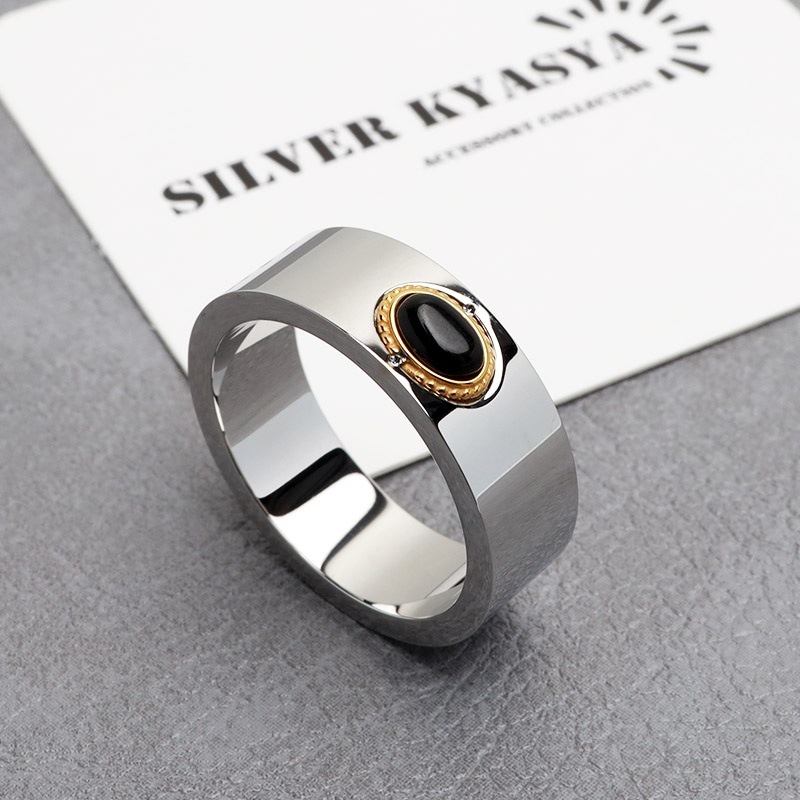 ステンレス オニキスリング シルバー [r533-silver] | スタイルで探す