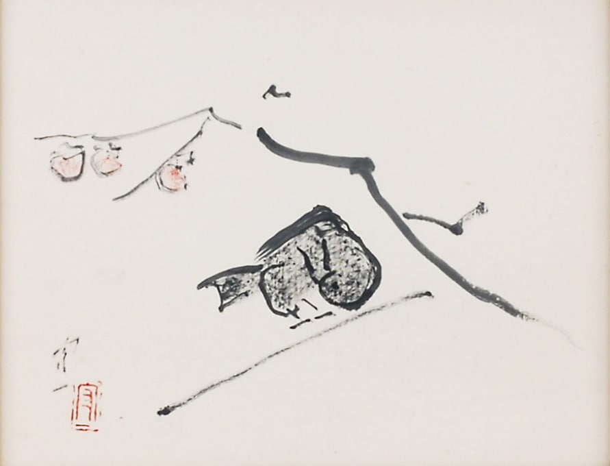 熊谷守一 肉筆 色紙 水彩 【竹島ゆり】 熊谷守一 肉筆 色紙 水彩