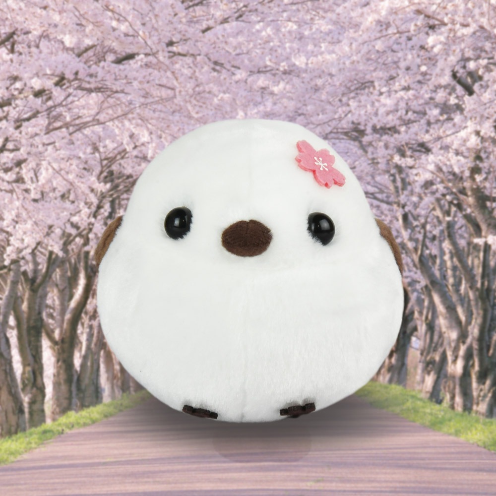 No.182 レジン ヘアゴム キーホルダー シマエナガ 桜さくら ☆12/24