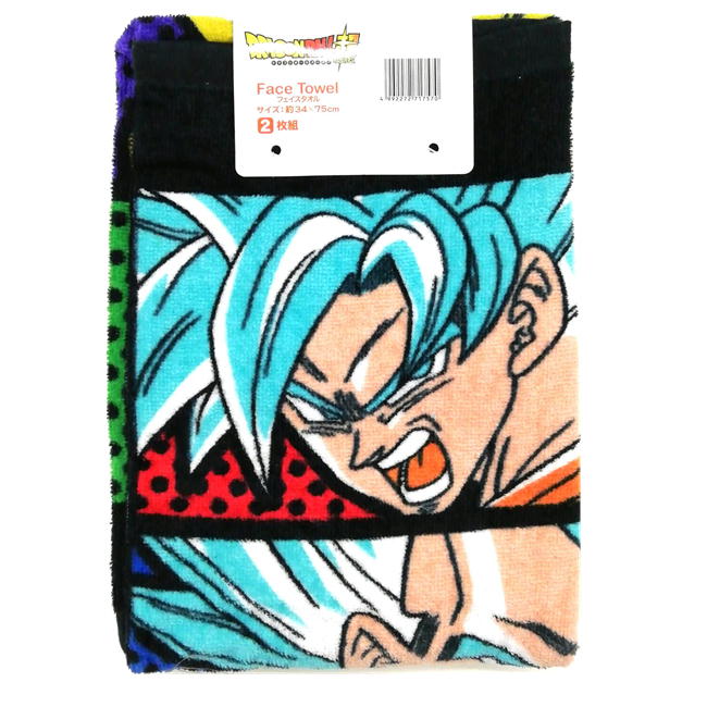 ドラゴンボール超 フェイスタオル 縦分割柄 2枚組 シャーリングタオル