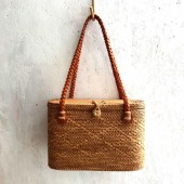 かごバッグ／アタショルダーバッグ ／バティック布の内張り付／バリ島