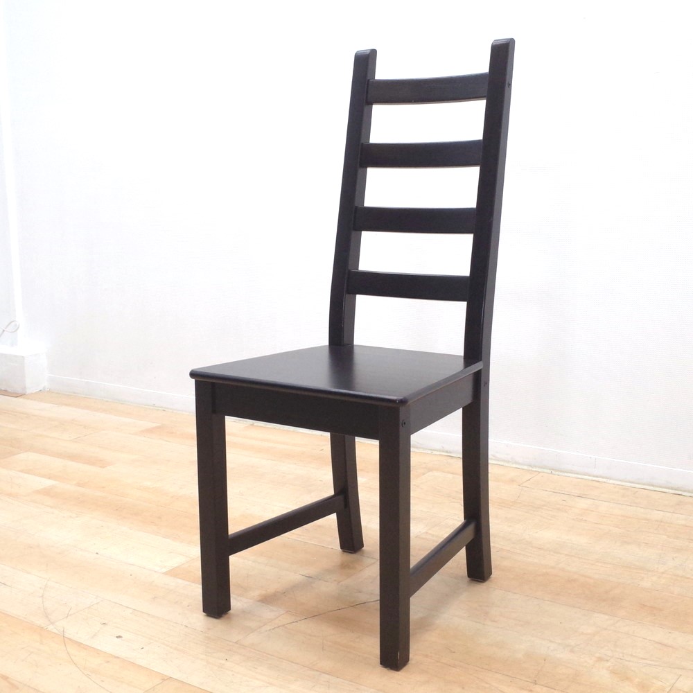 イケア IKEA KAUSTBY ダイニングチェア 木製 ブラック 肘無 椅子 イス