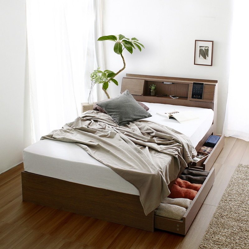 シングル】ヘッドボード付き 引出し収納ベッド/フラップ【FLAP