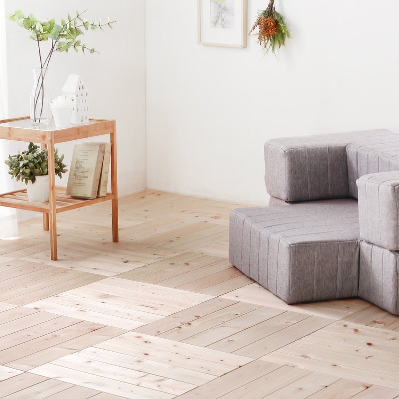 節あり/6畳用（3ケース）】床DIYフローリング、敷くだけ簡単!ひのき