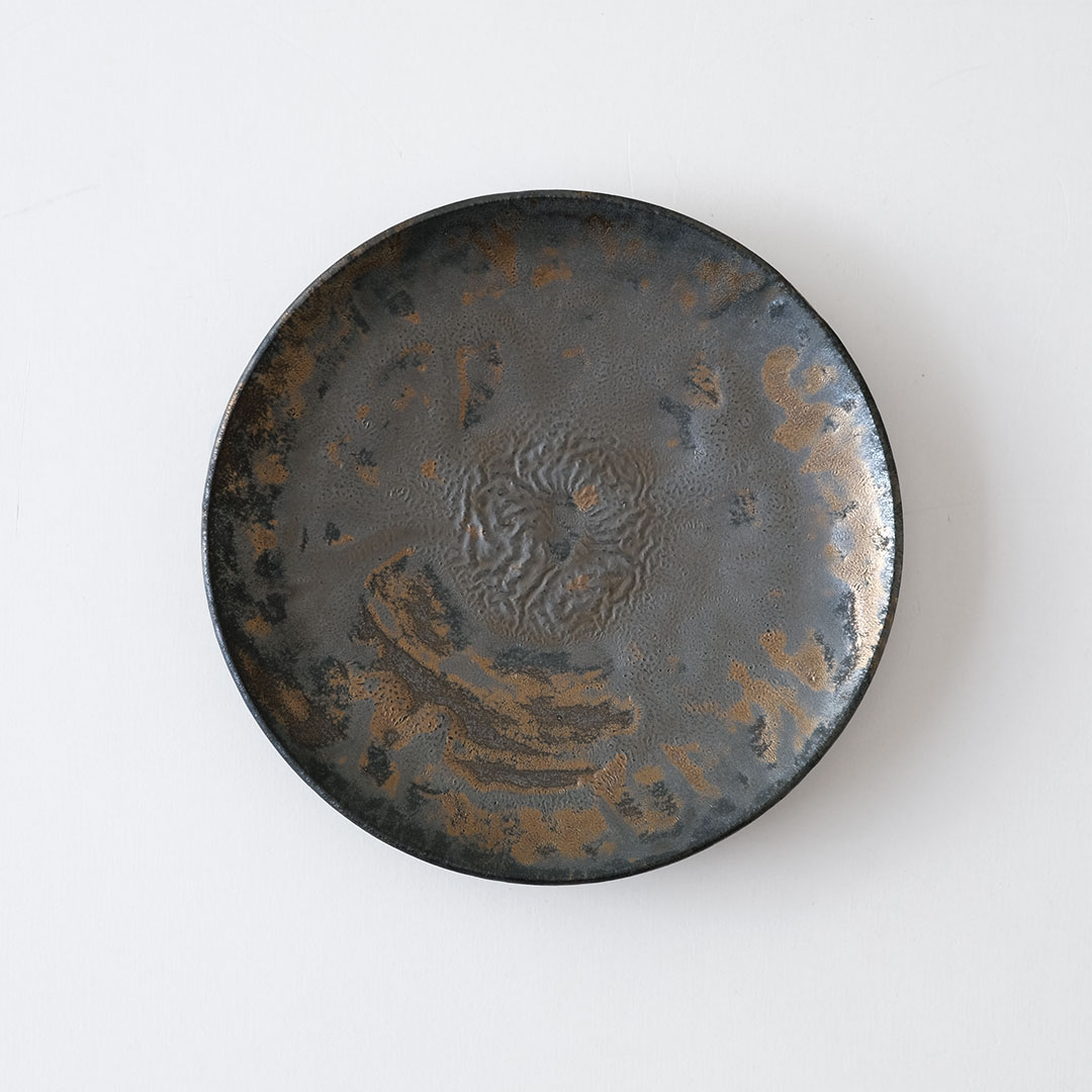 黒金彩/5寸皿 | 唐津焼 雅樂窯 ( うたがま ) | 糸島くらし×ここのき