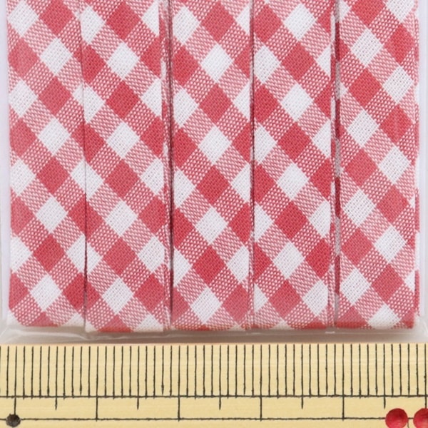 ふちどり バイアステープ チェック＆ストライプ ギンガム 巾10mm×2m巻
