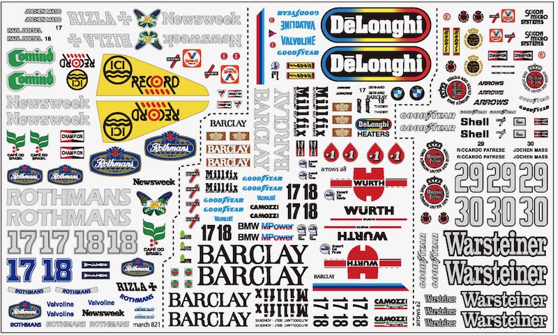 AMS 8542 1/10 ラジコン用シール レアヒストリックF1-3車種
