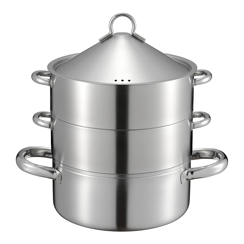燕三 IH対応ステンレス三段蒸し鍋18cm