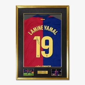 ヤマル直筆サイン入りバルセロナ24/25ホームユニフォーム特製フレーム