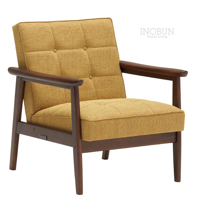 カリモク60 Kチェア 1シーター マスタードイエロー モカブラウン