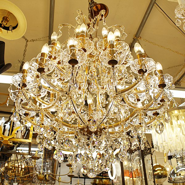 大型オーダークリスタルシャンデリア 33灯 ゴールド (Φ1000×H1100mm