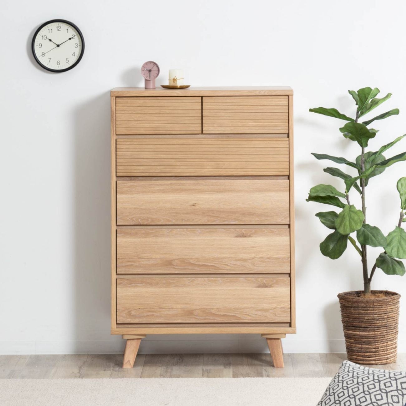 幅80］ハイチェスト オーク 脚付き チェスト