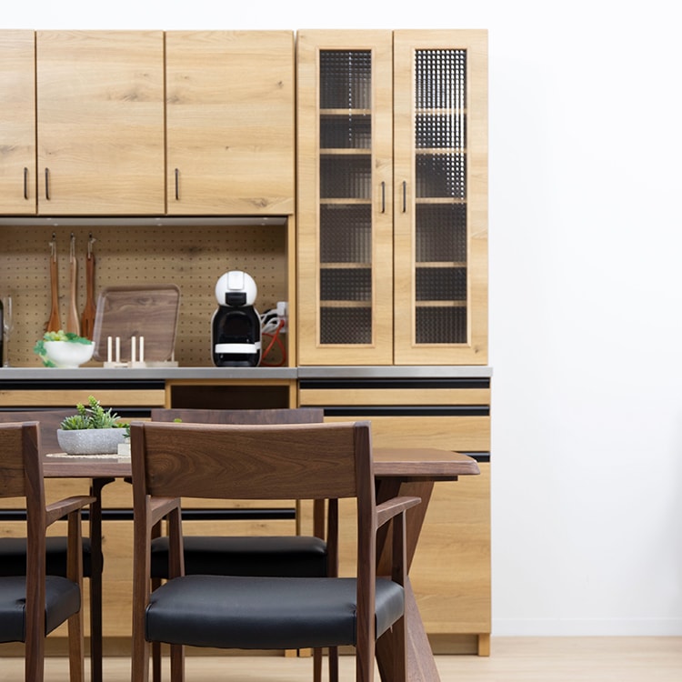 食器棚 キッチンボード 北欧風 スライドカウンター付き LV 60 DB｜家具