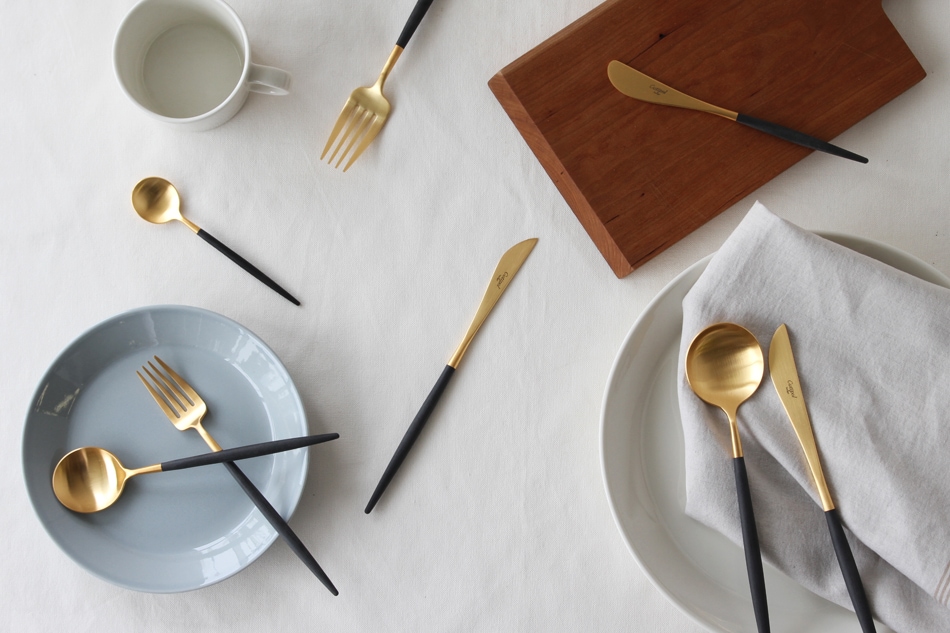 ゴア／GOA ブラック×ゴールド カトラリー（クチポール／Cutipol