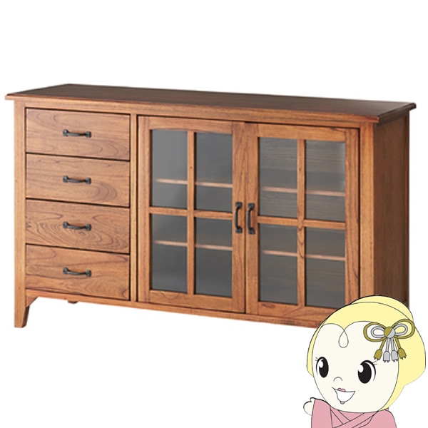 キャビネット 幅120cm おしゃれ 食器棚 キッチン収納 低め ガラス扉 脚