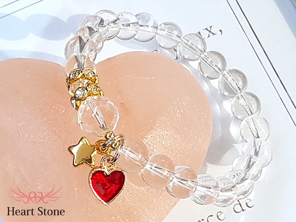 あらゆる幸せを呼び寄せる!?ハートの水晶ブレスレット♪Crystal Heart