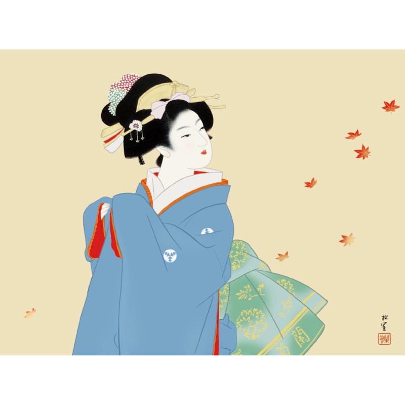 上村松園『深き秋』高級掛軸 : アートの友社 上村松園『深き秋』高級