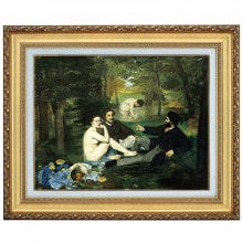 マネ 作品 草上の昼食 4号 立体複製名画 絵画 額付き インテリア