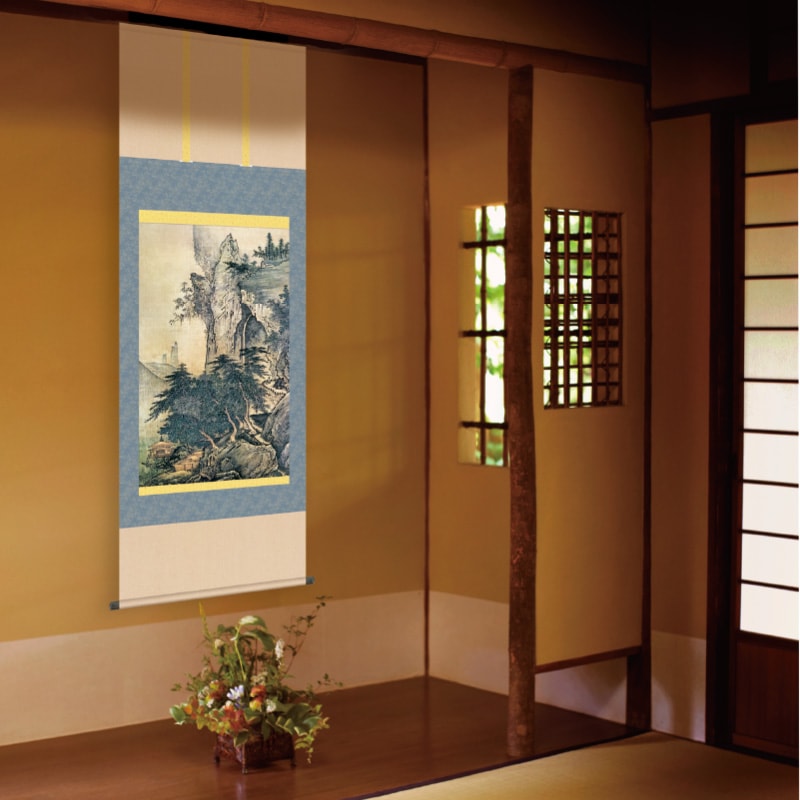 雪舟 四季山水図 秋景 掛軸 作品 インテリア 壁掛け【ポイント5％還元